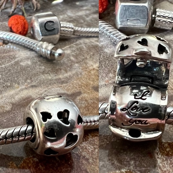 NEW Authentic Chamilia- Treasure Bead I Love You Charm hearts cutouts Silver 925 - Picture 1 of 8